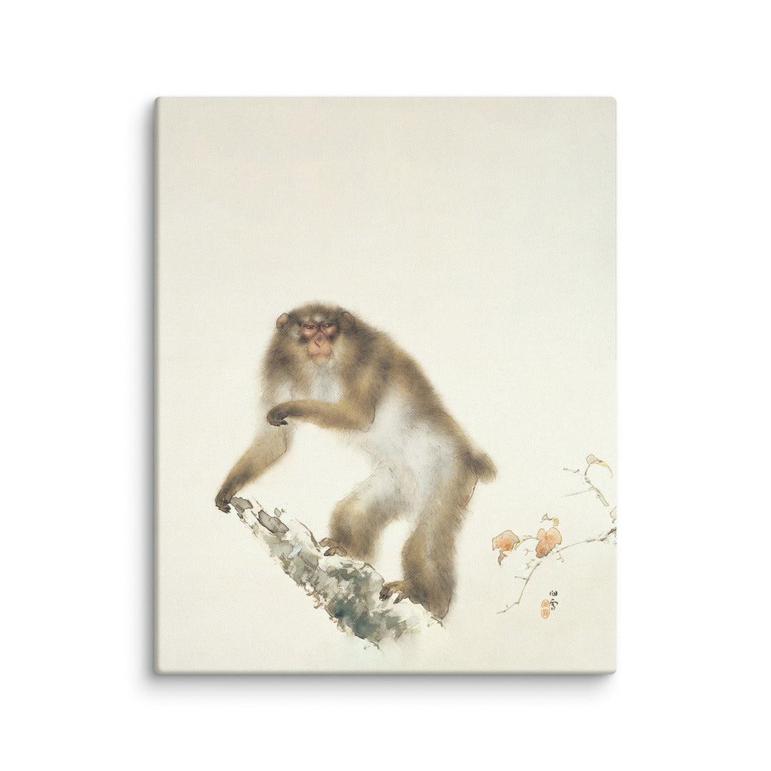 canvas-_in_-16x20-wall-Kansetsu_Hashimoto-Old_Monkey_with_Cherry_in_Autumn-min