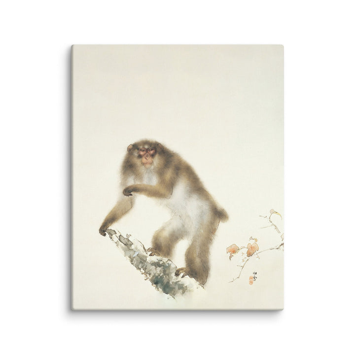 canvas-_in_-16x20-wall-Kansetsu_Hashimoto-Old_Monkey_with_Cherry_in_Autumn-min