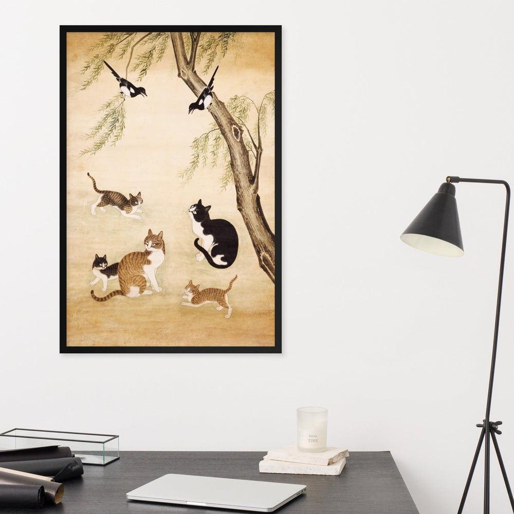 enhanced-matte-paper-framed-poster-_cm_-black-61x91-cm-ji-un-jo-katzen-unter-der-weide-cats-under-the-willow