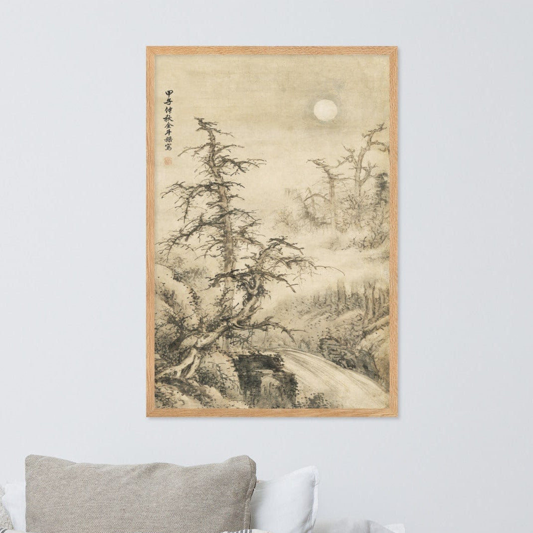Affiche - Paysage d'automne au clair de lune