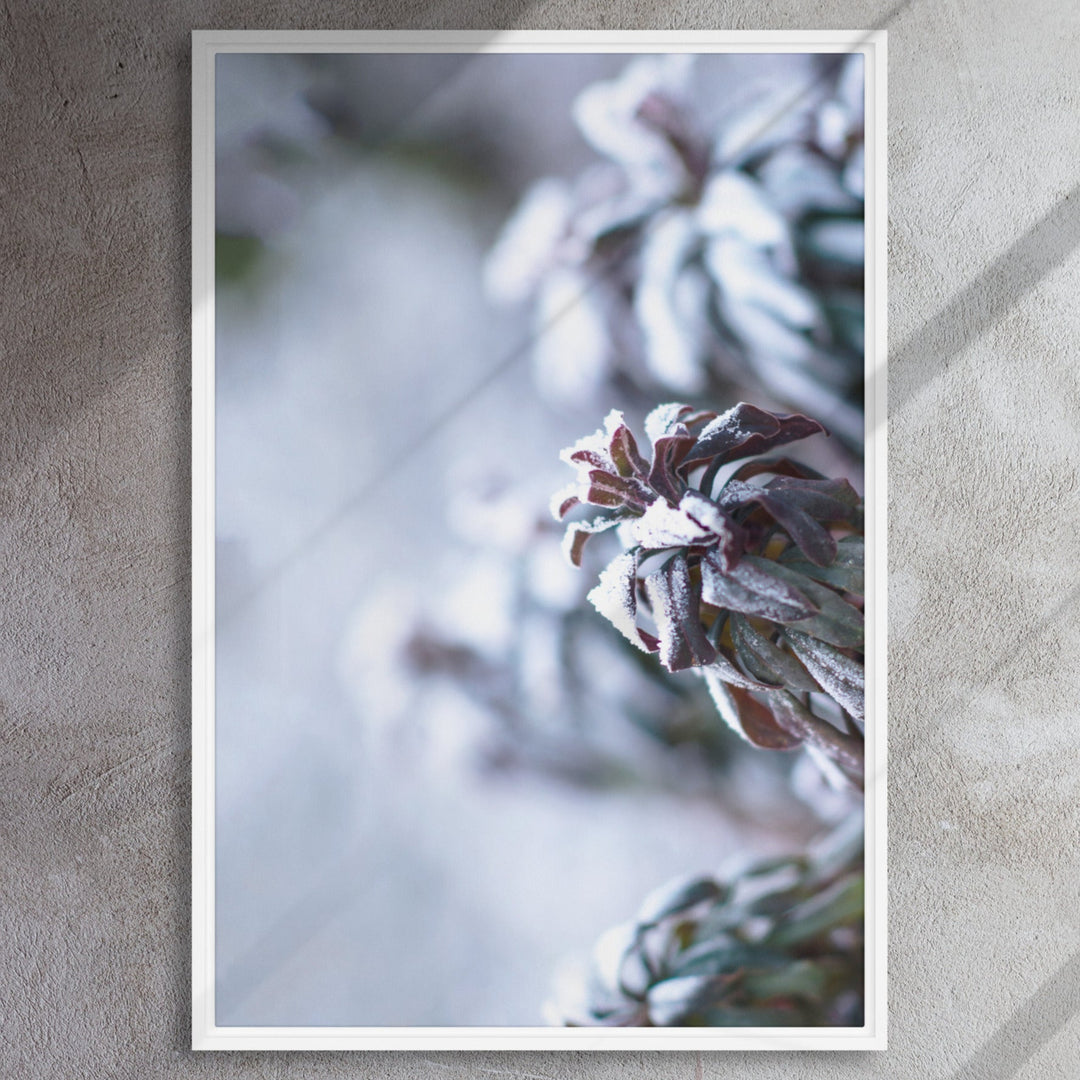 Leinwand - Frost on leaves, a moment in nature