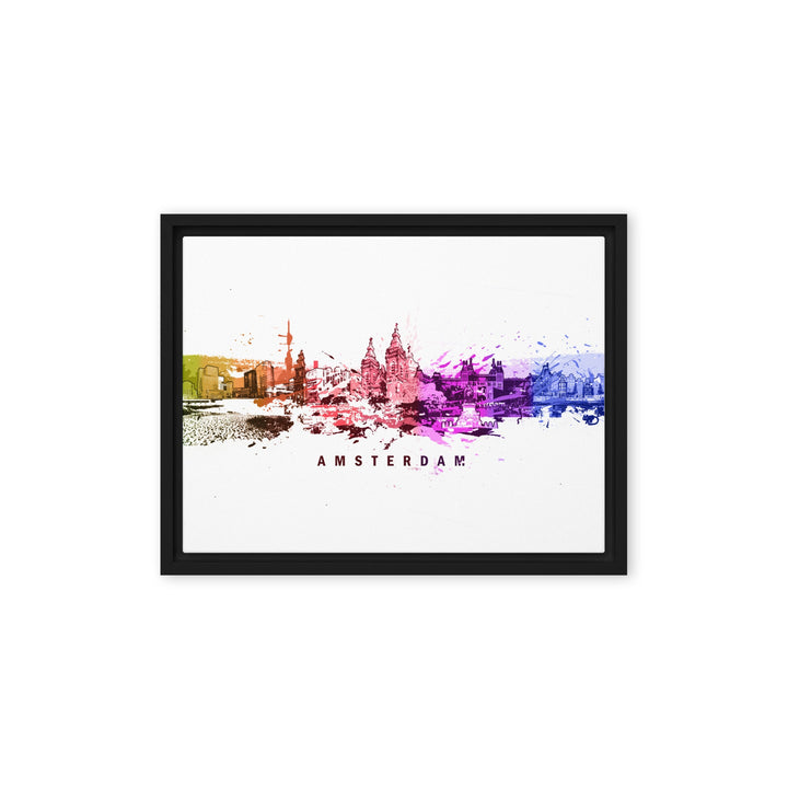 Gerahmte Leinwand - Skyline Amsterdam Marko Kurth Schwarz / 31x41 cm (12″×16″) artlia