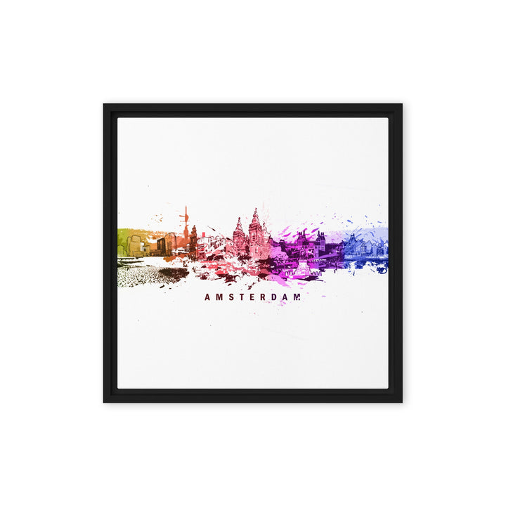 Gerahmte Leinwand - Skyline Amsterdam Marko Kurth Schwarz / 41x41 cm (16″×16″) artlia