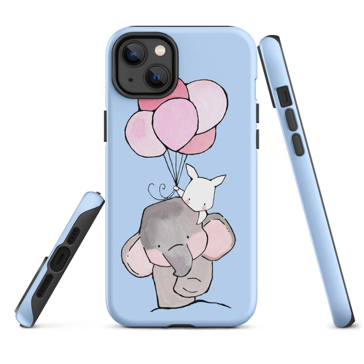 Hardcase iPhone® Handyhülle - Elefant und Hase mit Luftballon Kuratoren von artlia iPhone 14 Plus artlia