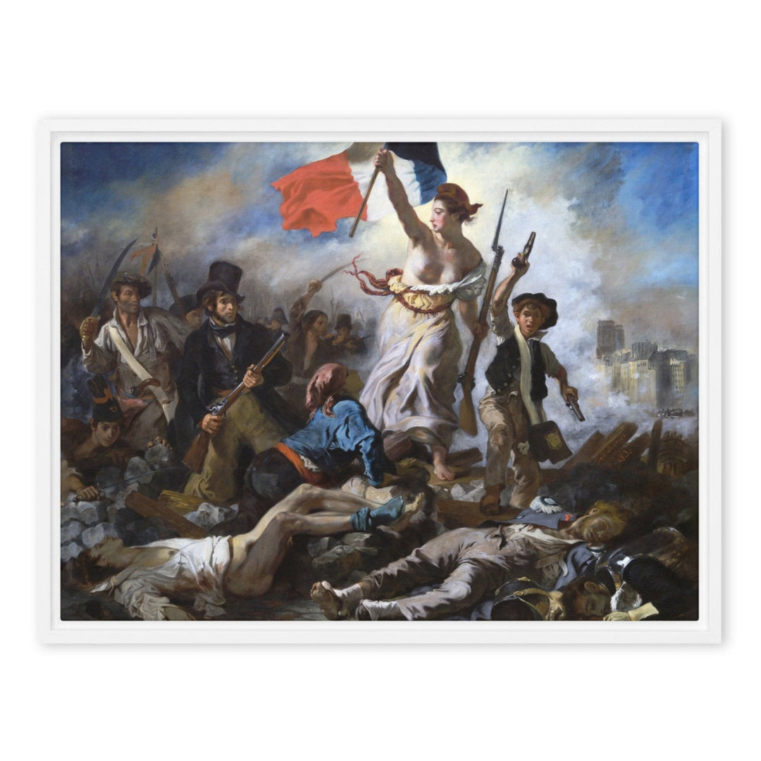 Leinwand - Eugène Delacroix, Die Freiheit führt das Volk Eugène Delacroix Weiß / 46x61 cm (18″×24″) artlia