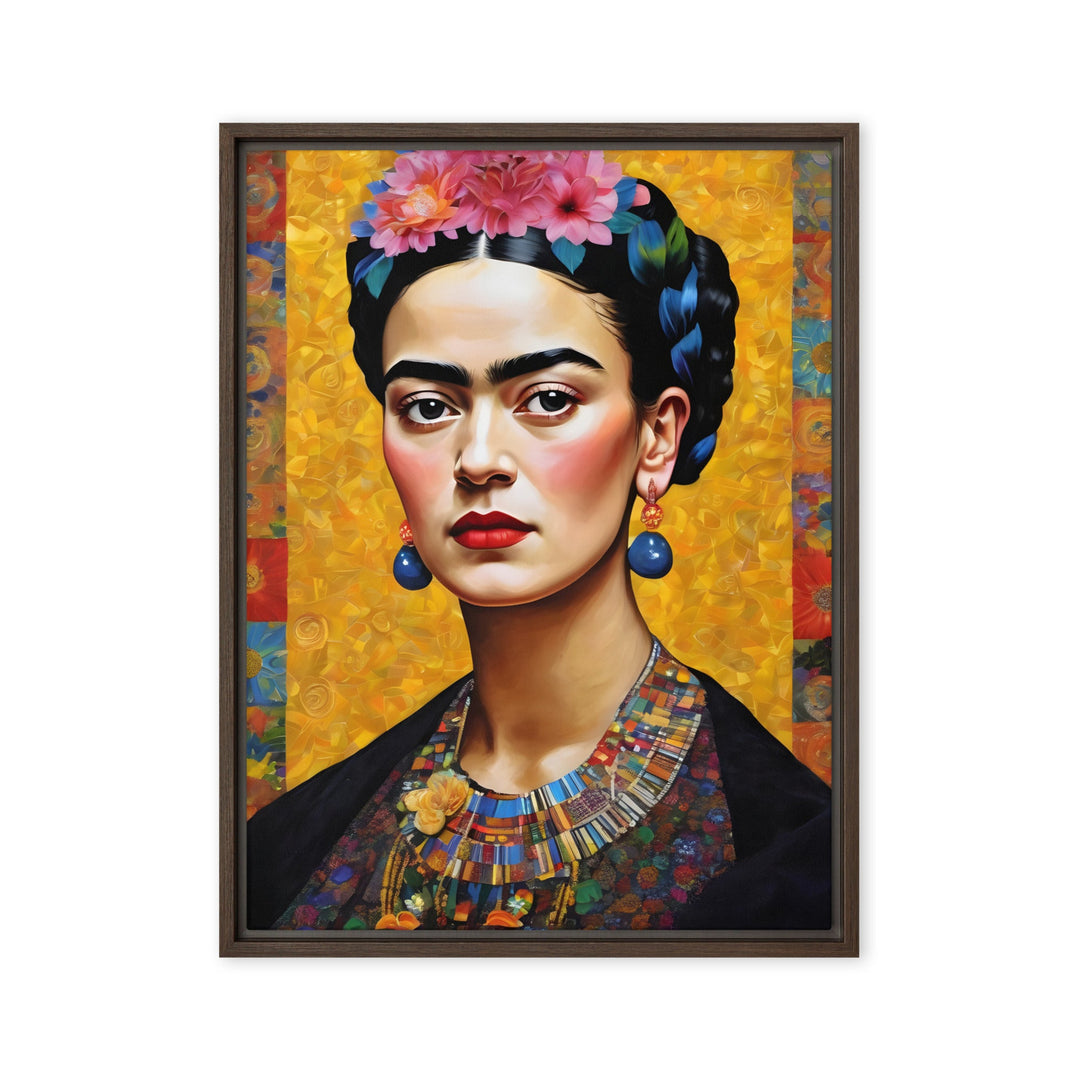 Leinwand - Frida Kahlo in the style of Gustav Klimt Kuratoren von artlia Braun / 46x61 cm (18″×24″) artlia