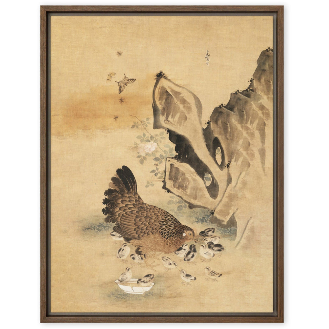 Leinwand - Henne und Küken, Byeon Sang-byeok Byeon Sang-byeok Braun / 46x61 cm (18″×24″) artlia