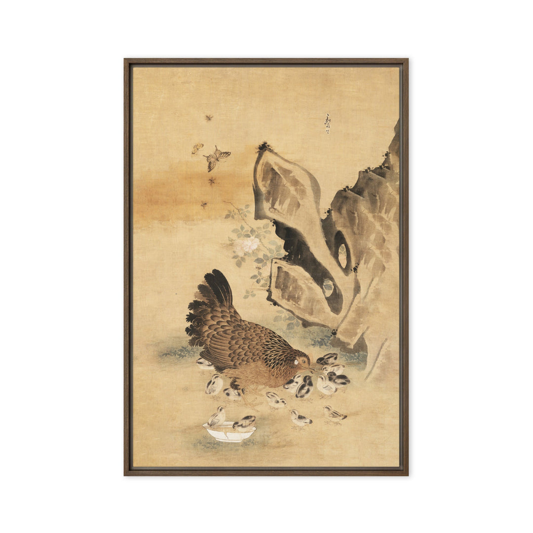 Leinwand - Henne und Küken, Byeon Sang-byeok Braun / 51x76 cm (20″×30″) artlia