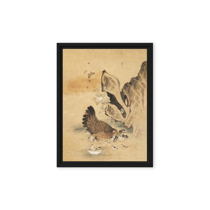 Leinwand - Henne und Küken, Byeon Sang-byeok Schwarz / 31x41 cm (12″×16″) artlia