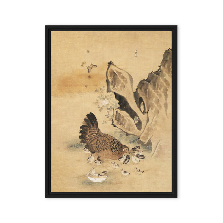 Leinwand - Henne und Küken, Byeon Sang-byeok Schwarz / 46x61 cm (18″×24″) artlia