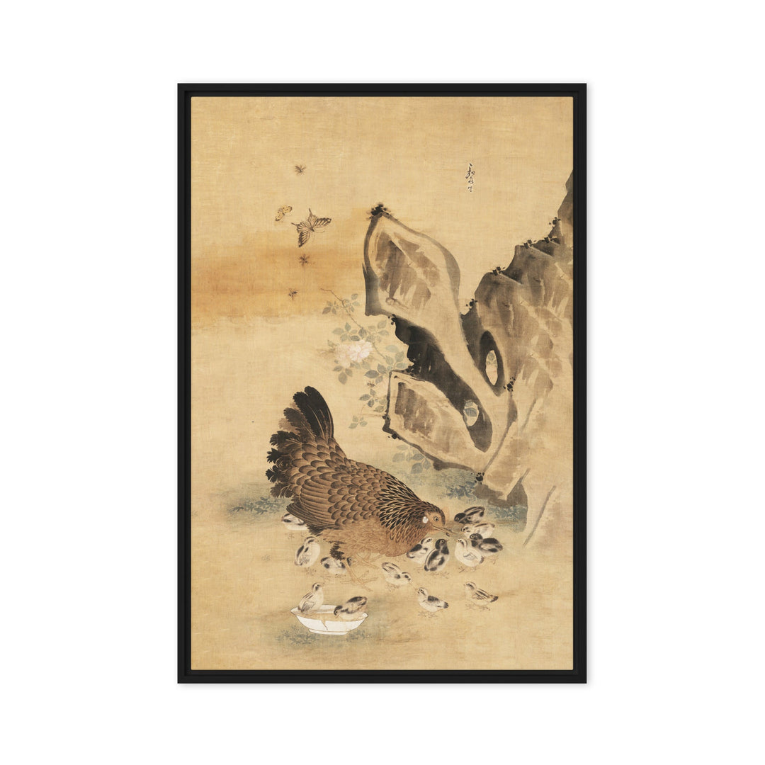 Leinwand - Henne und Küken, Byeon Sang-byeok Schwarz / 51x76 cm (20″×30″) artlia