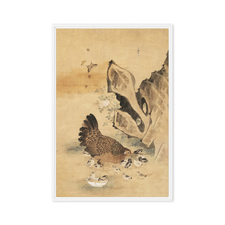 Leinwand - Henne und Küken, Byeon Sang-byeok Weiß / 51x76 cm (20″×30″) artlia