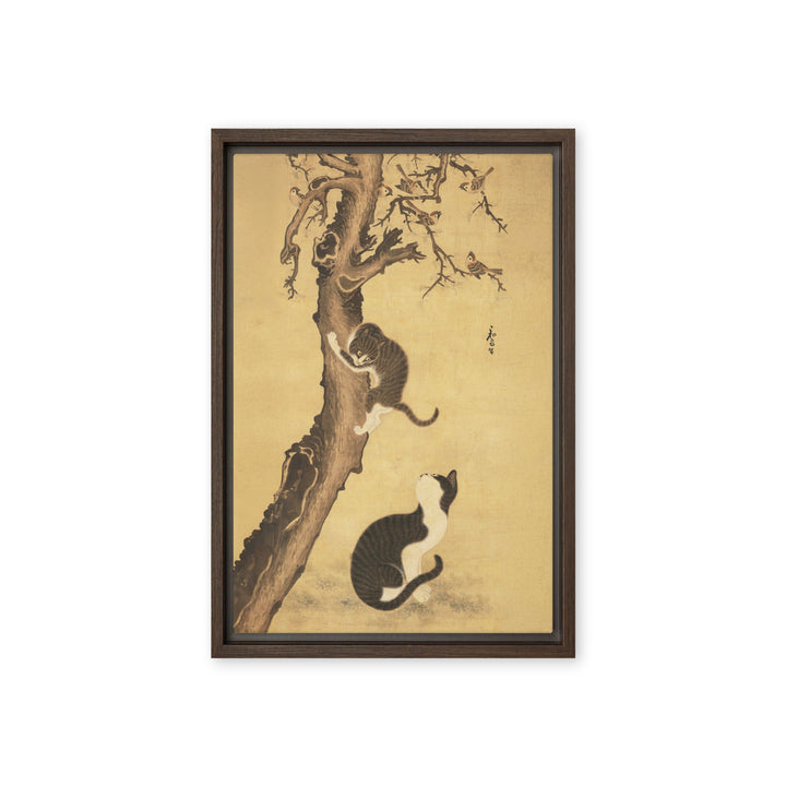 Leinwand - Katzen und Spatzen, Byeon Sang-byeok Byeon Sang-byeok Braun / 31x46 cm (12″×18″) artlia
