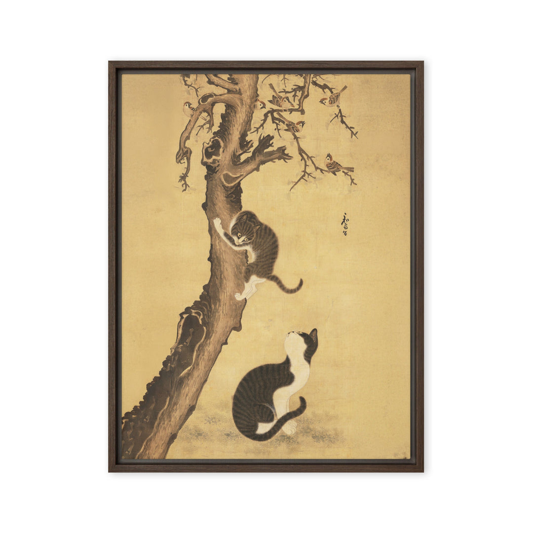 Leinwand - Katzen und Spatzen, Byeon Sang-byeok Byeon Sang-byeok Braun / 46x61 cm (18″×24″) artlia