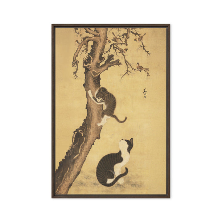 Leinwand - Katzen und Spatzen, Byeon Sang-byeok Byeon Sang-byeok Braun / 61x91 cm (24″×36″) artlia