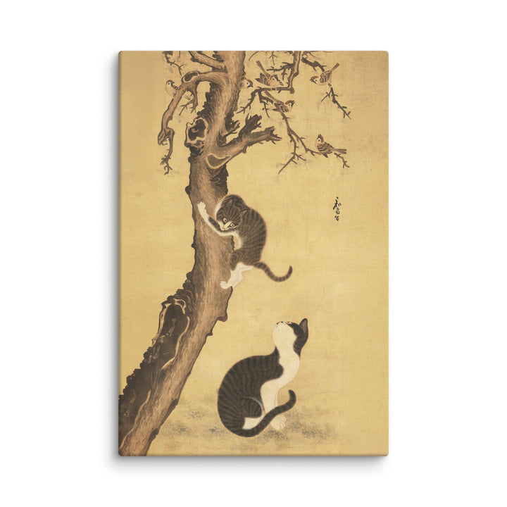 Leinwand - Katzen und Spatzen, Byeon Sang-byeok Byeon Sang-byeok ohne Rahmen / 31x46 cm (12″×18″) artlia