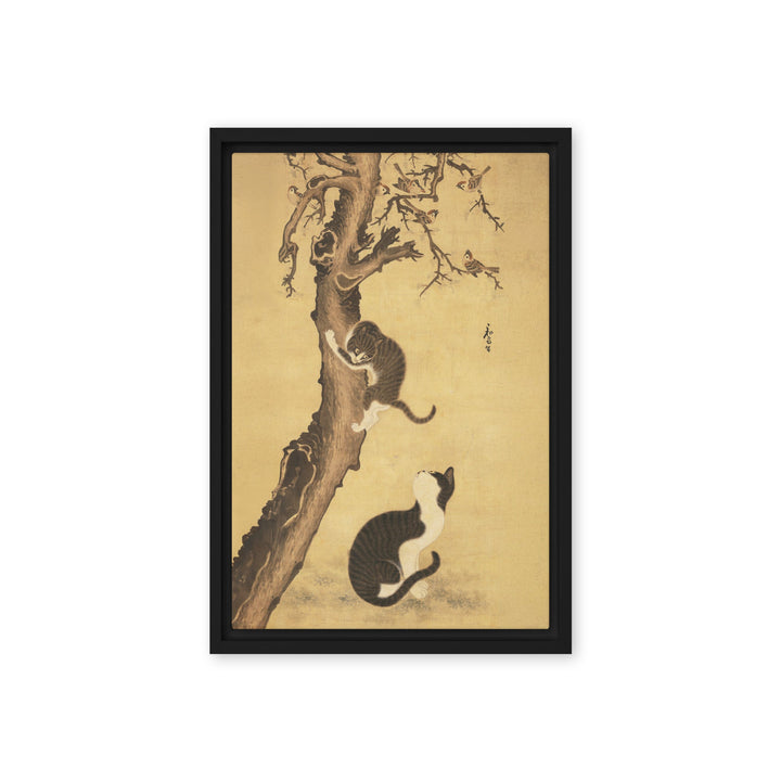 Leinwand - Katzen und Spatzen, Byeon Sang-byeok Byeon Sang-byeok Schwarz / 31x46 cm (12″×18″) artlia