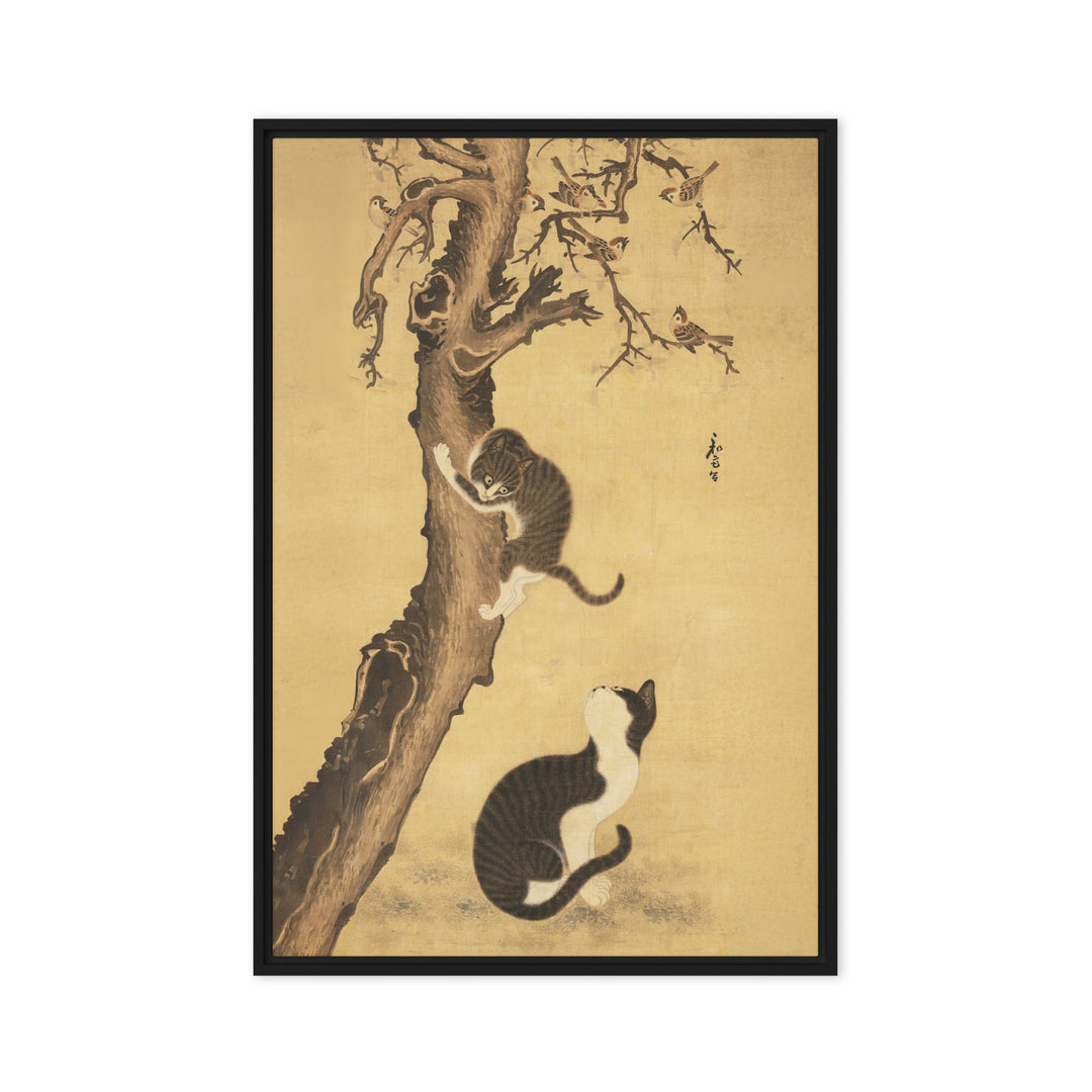 Leinwand - Katzen und Spatzen, Byeon Sang-byeok Byeon Sang-byeok Schwarz / 51x76 cm (20″×30″) artlia
