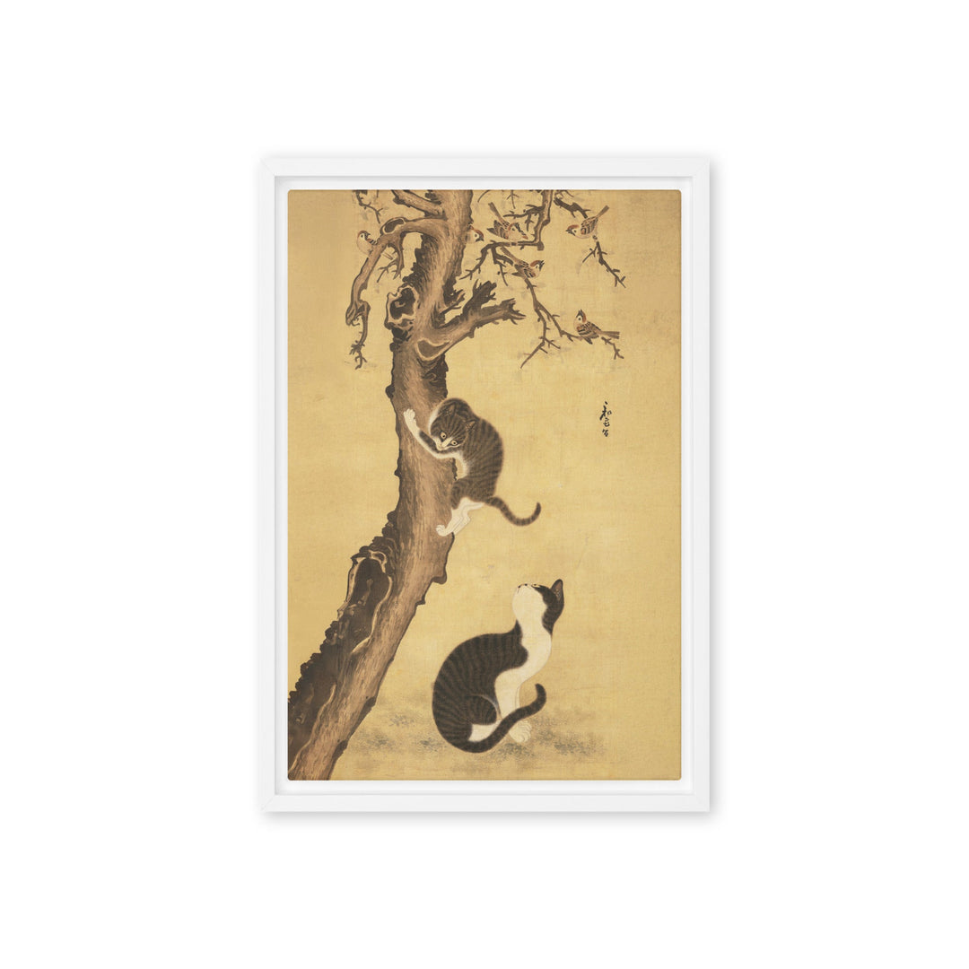 Leinwand - Katzen und Spatzen, Byeon Sang-byeok Byeon Sang-byeok Weiß / 31x46 cm (12″×18″) artlia