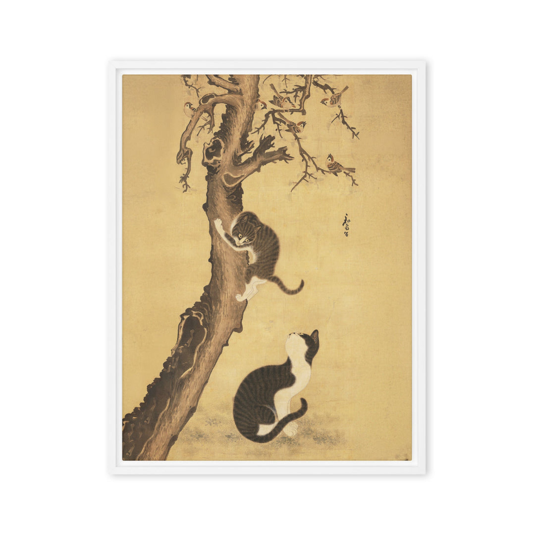 Leinwand - Katzen und Spatzen, Byeon Sang-byeok Byeon Sang-byeok Weiß / 46x61 cm (18″×24″) artlia