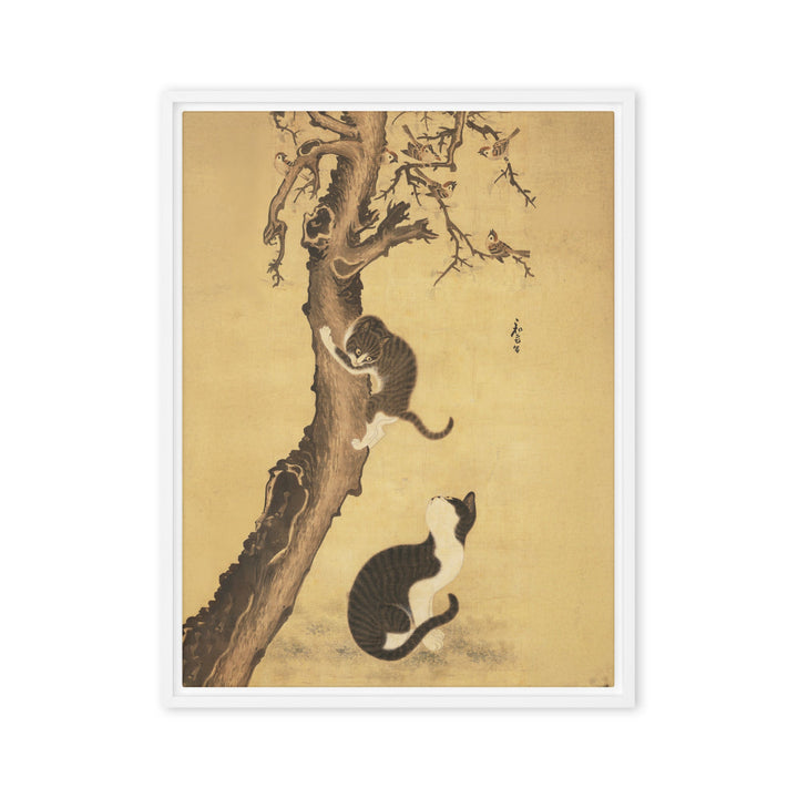 Leinwand - Katzen und Spatzen, Byeon Sang-byeok Byeon Sang-byeok Weiß / 46x61 cm (18″×24″) artlia