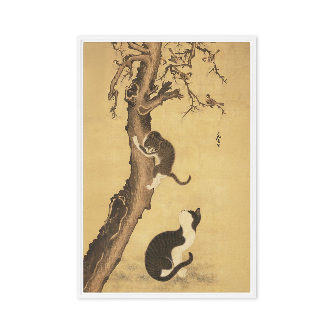Leinwand - Katzen und Spatzen, Byeon Sang-byeok Byeon Sang-byeok Weiß / 51x76 cm (20″×30″) artlia