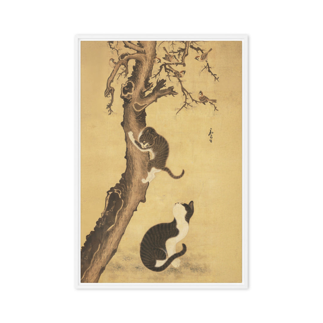Leinwand - Katzen und Spatzen, Byeon Sang-byeok Byeon Sang-byeok Weiß / 61x91 cm (24″×36″) artlia