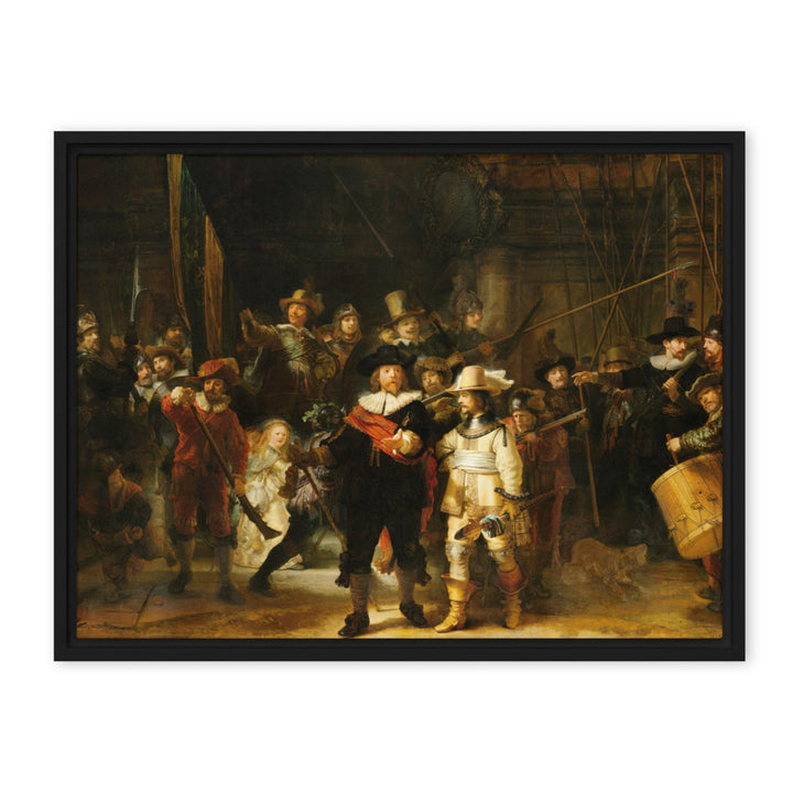 Leinwand - Rembrandt van Rijn, Die Nachtwache Rembrandt van Rijn Schwarz / 46x61 cm (18″×24″) artlia