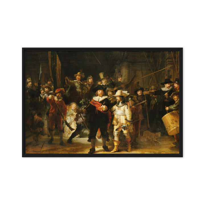 Leinwand - Rembrandt van Rijn, Die Nachtwache Rembrandt van Rijn Schwarz / 51x76 cm (20″×30″) artlia