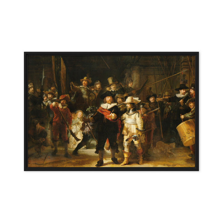 Leinwand - Rembrandt van Rijn, Die Nachtwache Rembrandt van Rijn Schwarz / 61x91 cm (24″×36″) artlia