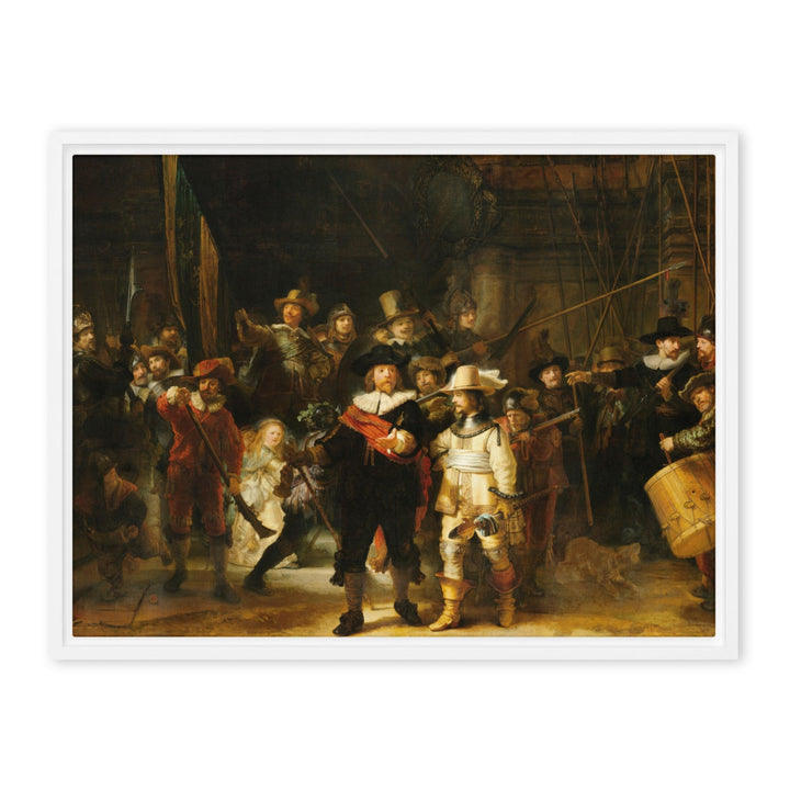 Leinwand - Rembrandt van Rijn, Die Nachtwache Rembrandt van Rijn Weiß / 46x61 cm (18″×24″) artlia