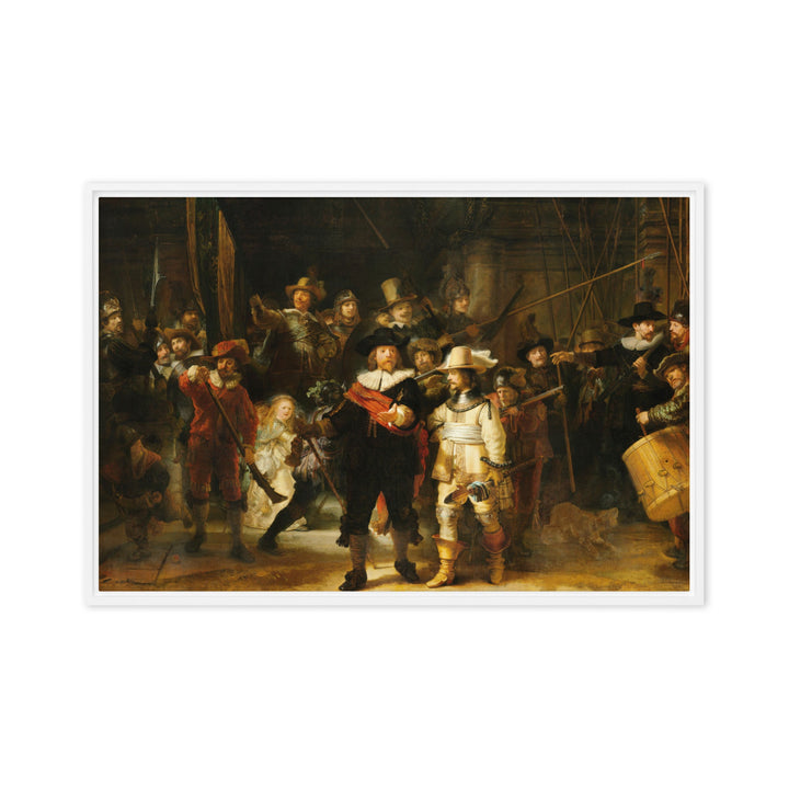 Leinwand - Rembrandt van Rijn, Die Nachtwache Rembrandt van Rijn Weiß / 51x76 cm (20″×30″) artlia