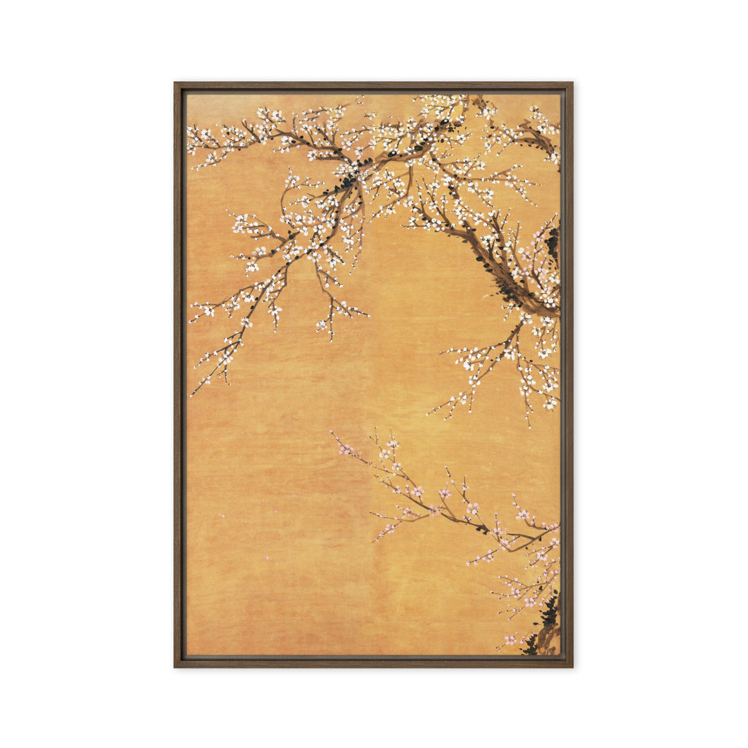 Leinwand - Rote und weiße Pflaumenblüten Braun / Teil 1 / 61x91 cm (24″×36″) artlia