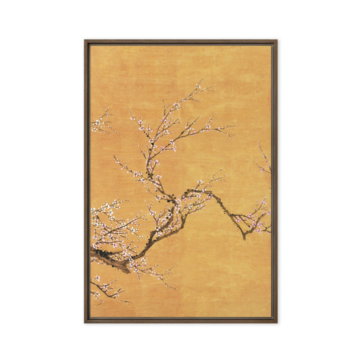 Leinwand - Rote und weiße Pflaumenblüten Braun / Teil 3 / 61x91 cm (24″×36″) artlia