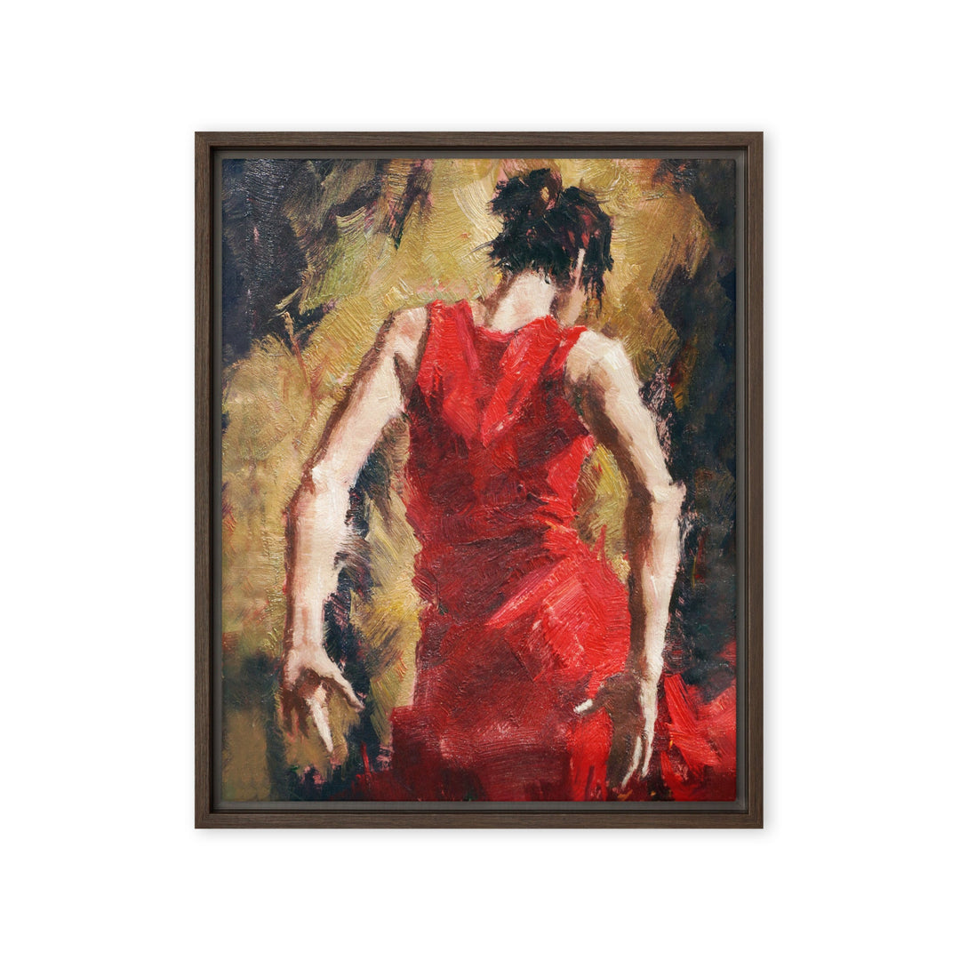 Leinwand - Tango Woman in Red Dress Kuratoren von artlia Braun / 41x51 cm (16″×20″) artlia