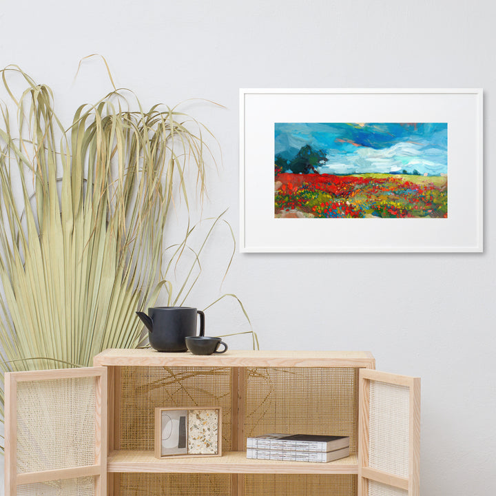 Póster con paspartú - Campos de flores