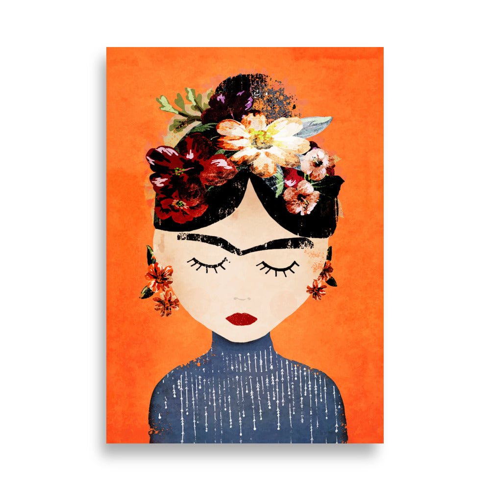 Poster - Frida Kahlo Orange Kuratoren von artlia ohne Rahmen / 21×30 cm artlia