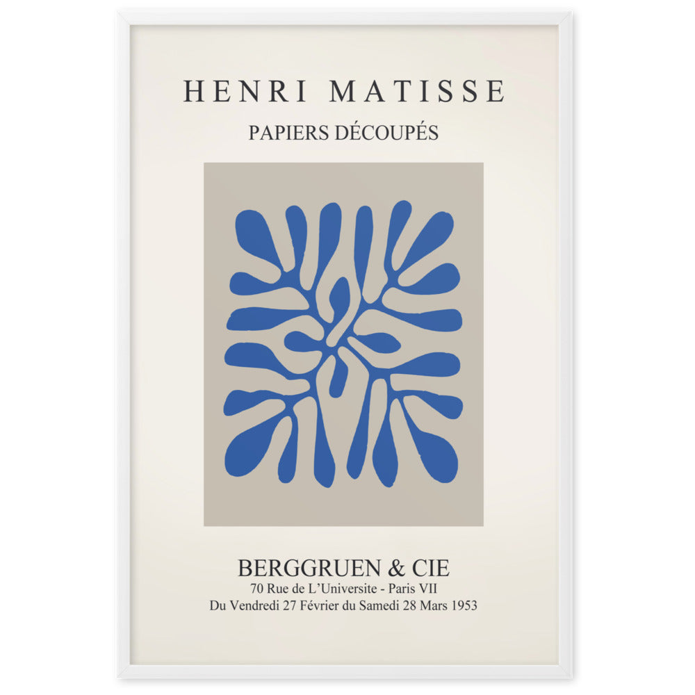 Poster - Henri Matisse, Papier Découpés blaue Blätter Henri Matisse Weiß / 61×91 cm artlia