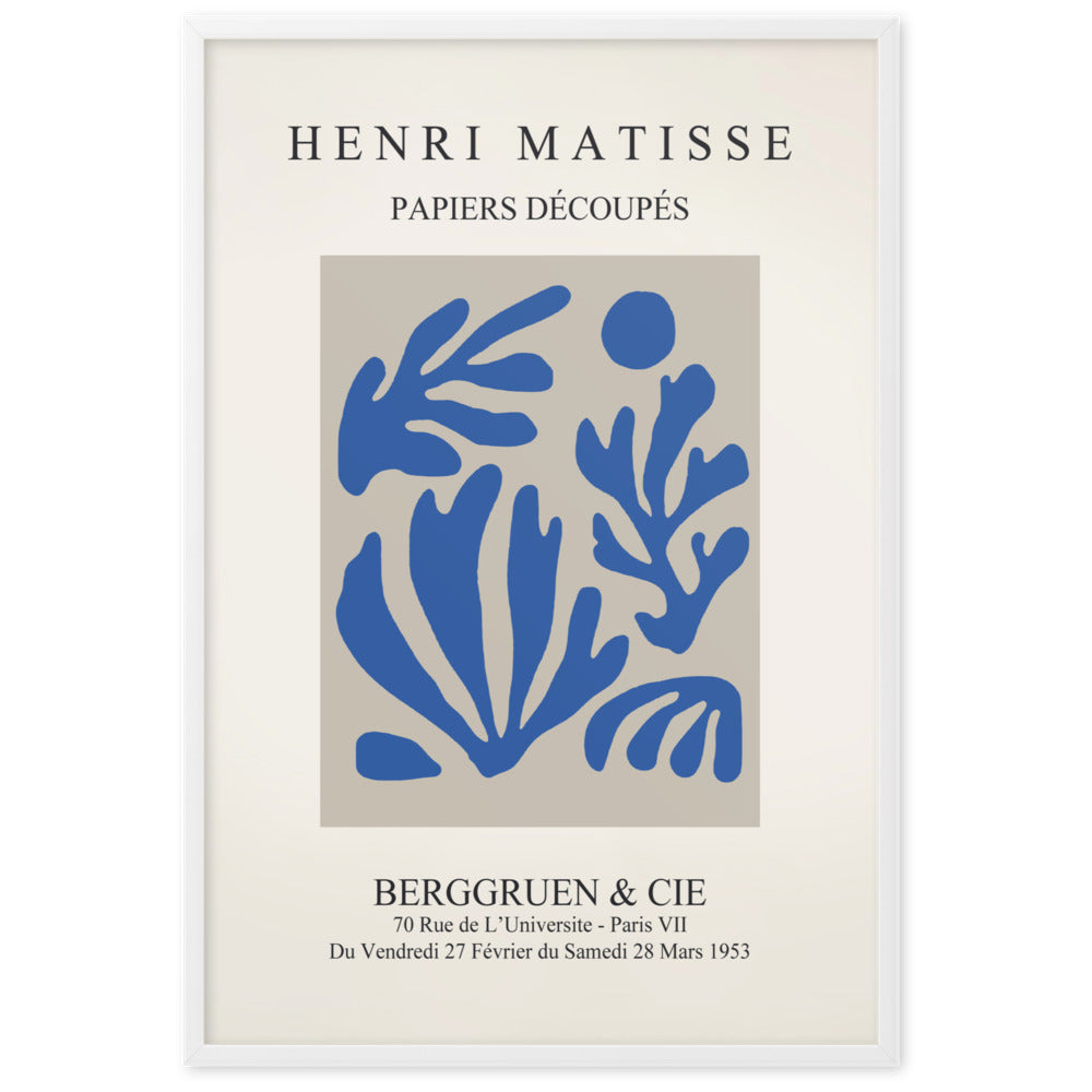 Poster - Henri Matisse, Papier Découpés blauer Garten I Henri Matisse Weiß / 61×91 cm artlia