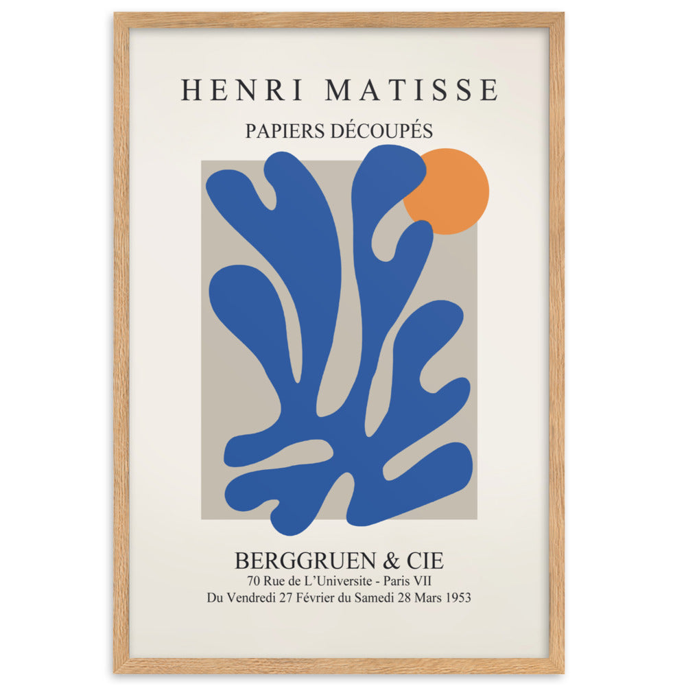 Poster - Henri Matisse, Papier Découpés blauer Garten II Henri Matisse Oak / 61×91 cm artlia