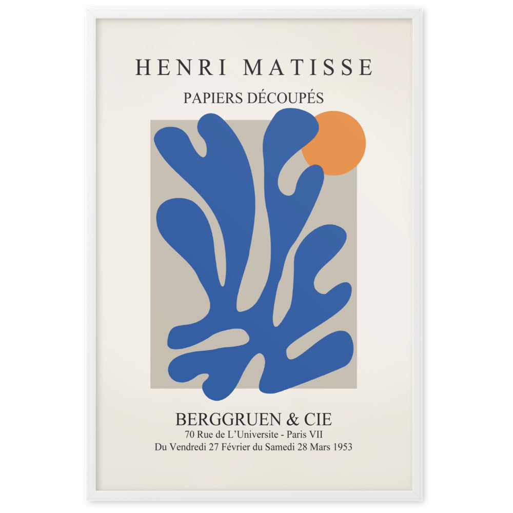 Poster - Henri Matisse, Papier Découpés blauer Garten II Henri Matisse Weiß / 61×91 cm artlia