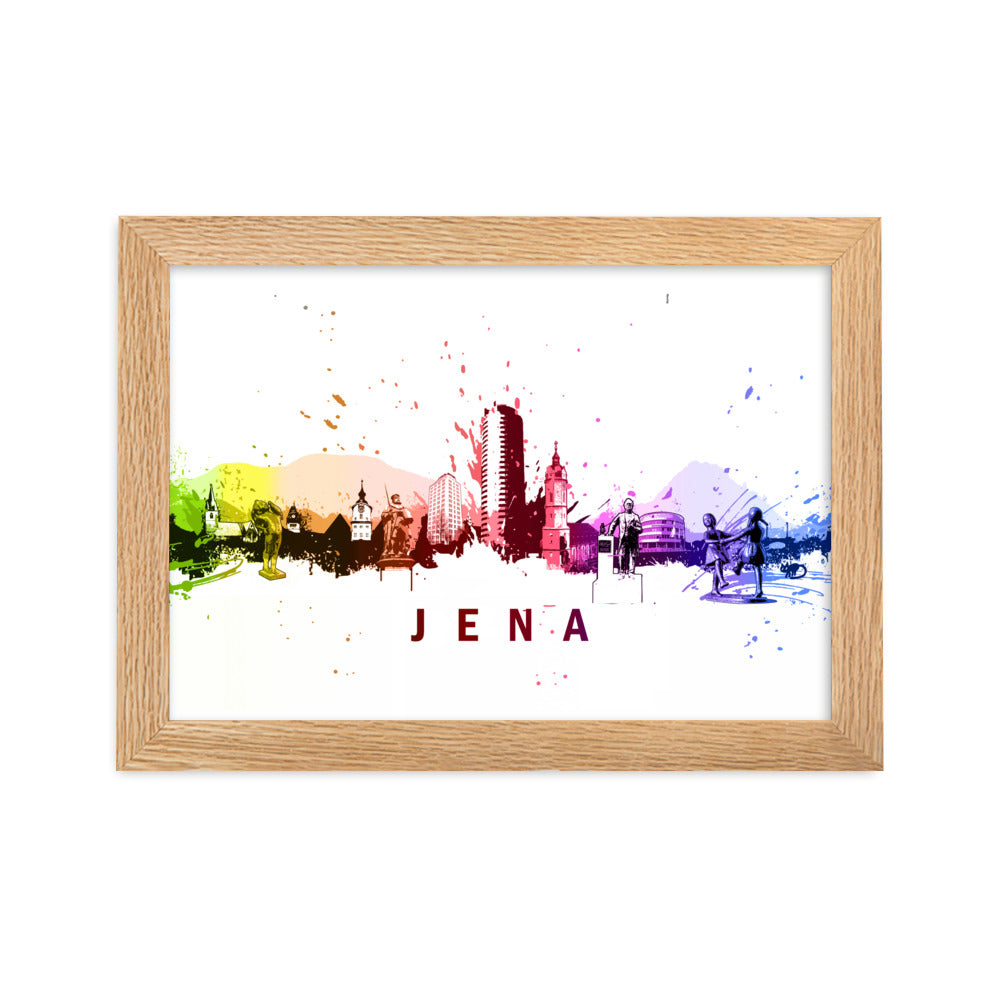 Poster mit Rahmen - Skyline Jena Marko Kurth Oak / 21×30 cm artlia