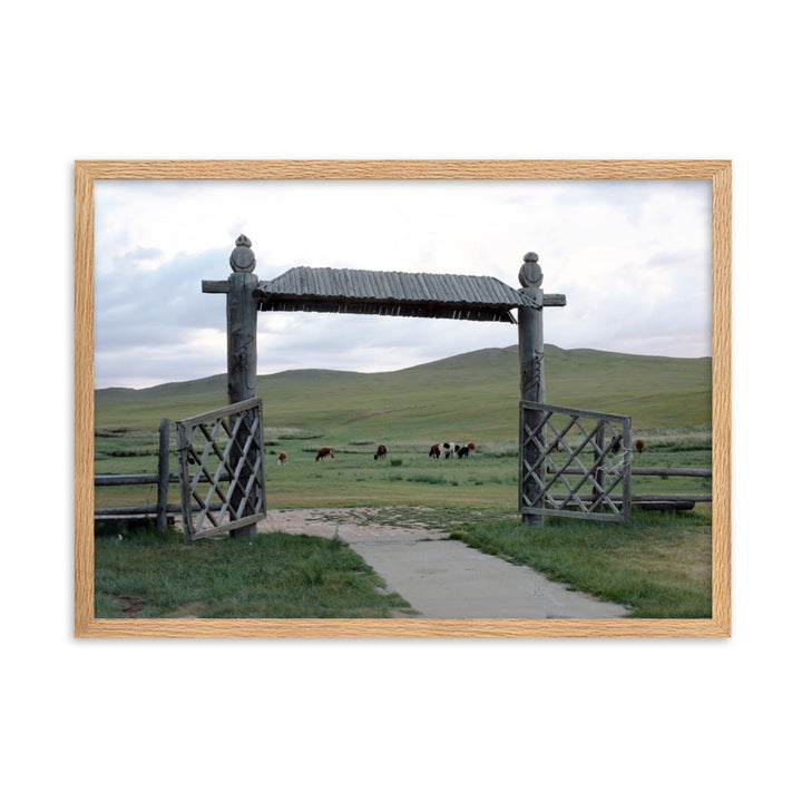 Poster mit Rahmen - The gateway to the steppes of Mongolia Young Han Song Oak / 50×70 cm artlia