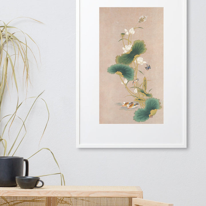 poster-passepartout-Lotosblueten-mit-Voegeln-Seungmin-yoon-artlia_1