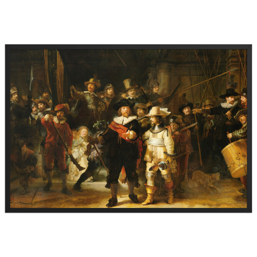 Poster - Rembrandt van Rijn, Die Nachtwache Rembrandt van Rijn Schwarz / 61×91 cm artlia