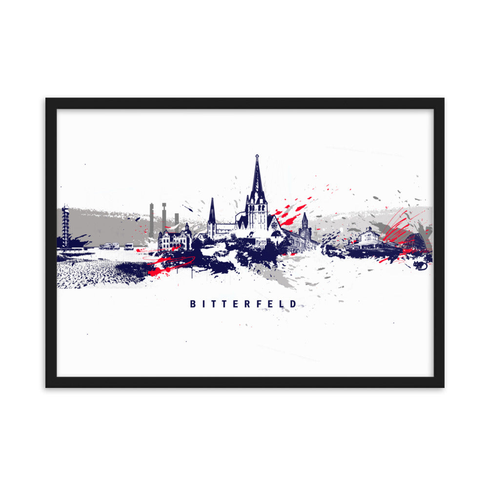 Poster - Skyline Bitterfeld Marko Kurth Schwarz / 50×70 cm artlia