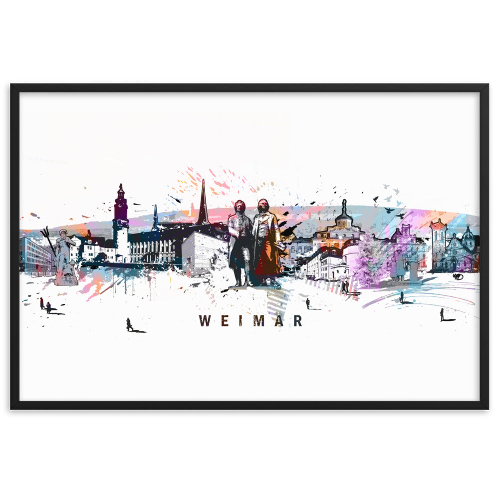 Poster - Skyline Weimar Marko Kurth Schwarz / 61×91 cm artlia