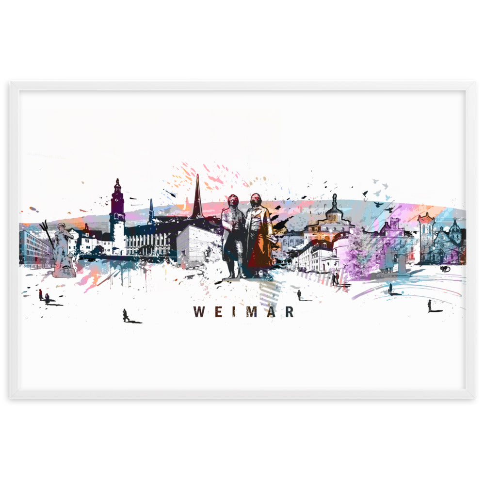 Poster - Skyline Weimar Marko Kurth Weiß / 61×91 cm artlia