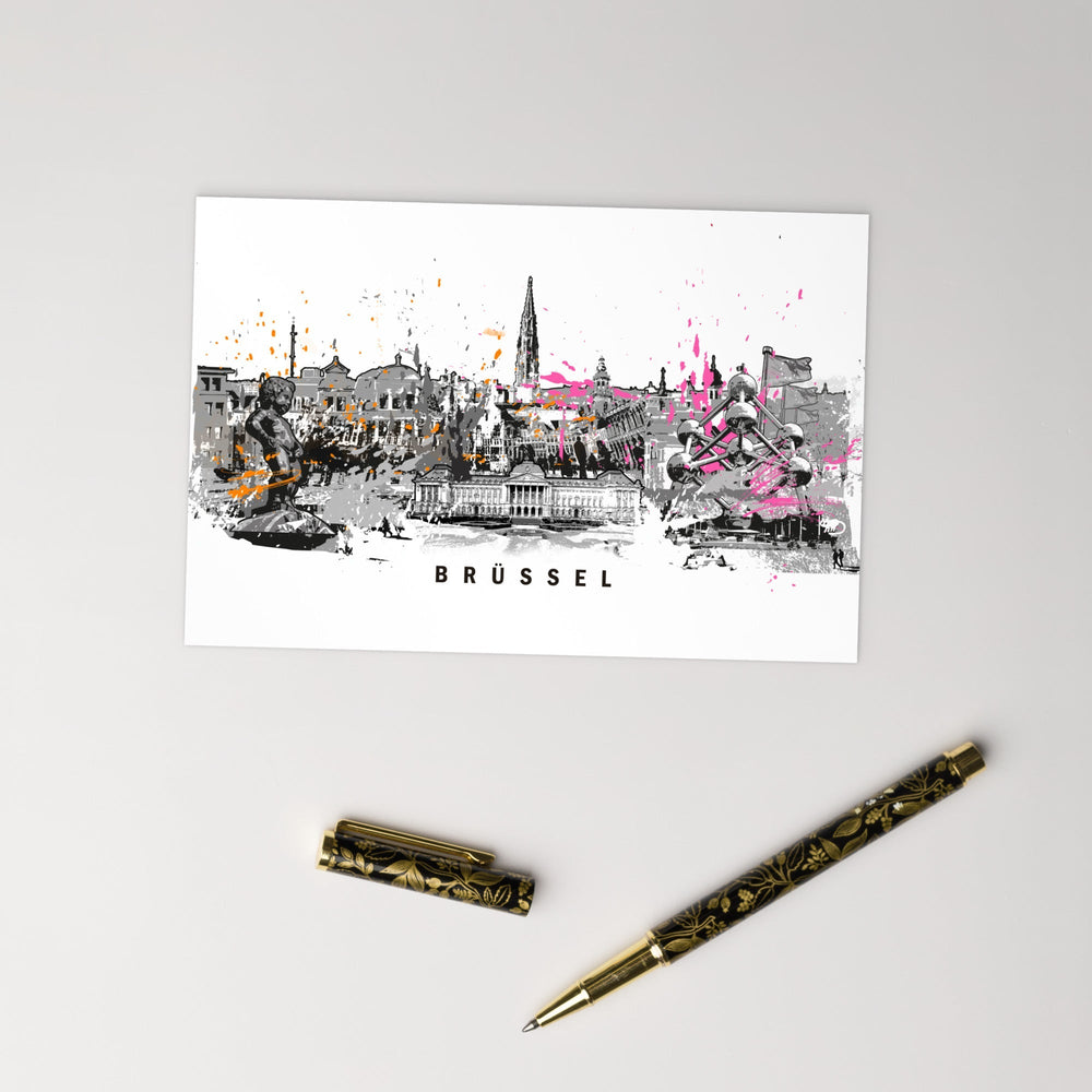 Postkarte - Skyline Brüssel artlia