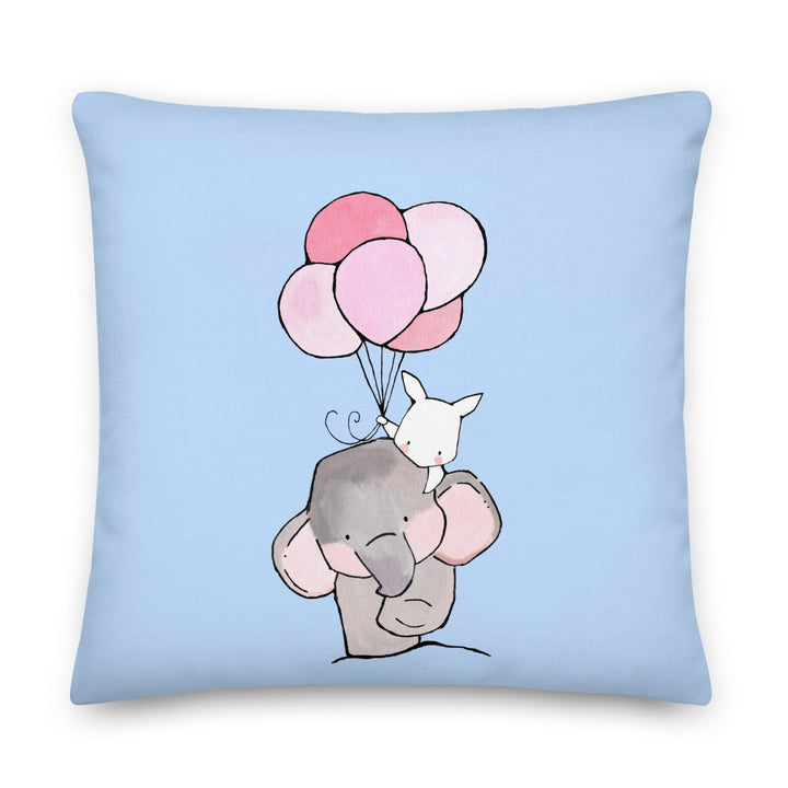 Premium-Kissen - Elefant und Hase mit Luftballon 56x56 cm (22″×22″) artlia